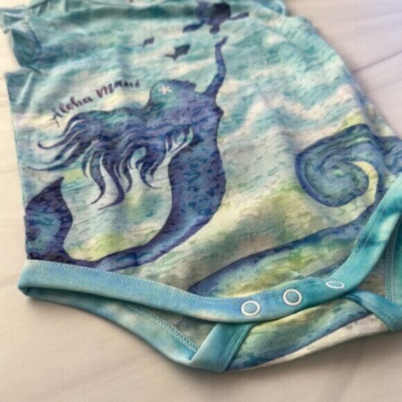 Kai Wahine Designs Aloha Mermaid Maui Hawaii Burnout Baby One Piece Size 6 Month - Picture 2 of 5